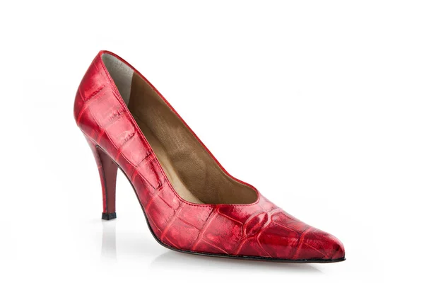 Zapato Rojo Mujer Aislado Sobre Fondo Blanco — Foto de Stock