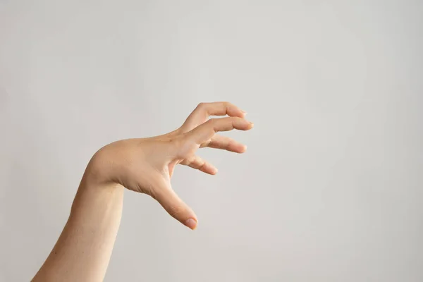 Gestos de manos. Zombie manos ataque, agarrando algo manos con los dedos torcidos. — Foto de Stock