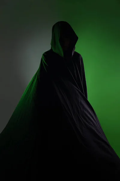 A mystical vampire in a black hoodie. Mysterious figure,face hidden by hood, Royalty Free Stock Images