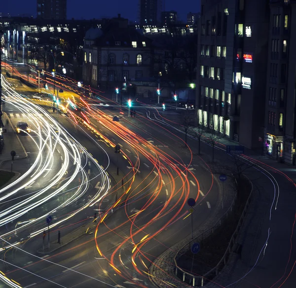 Traffic in the city at night — Stock Photo, Image