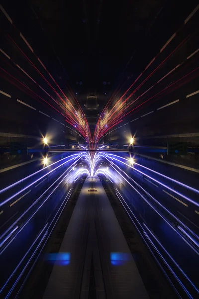 Light trail view at a busy highway — Stock Photo, Image