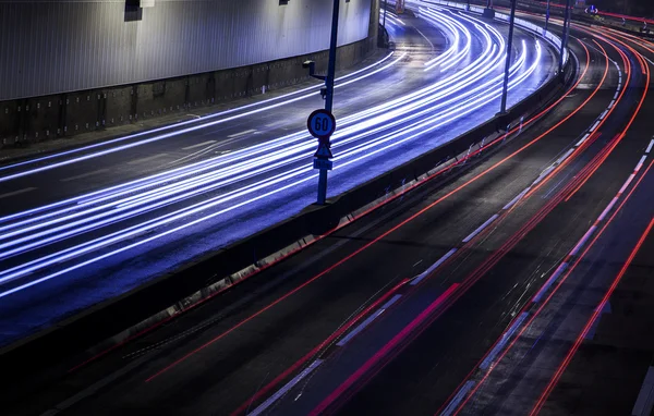 Gece saat trafik ışıkları, soyut — Stok fotoğraf