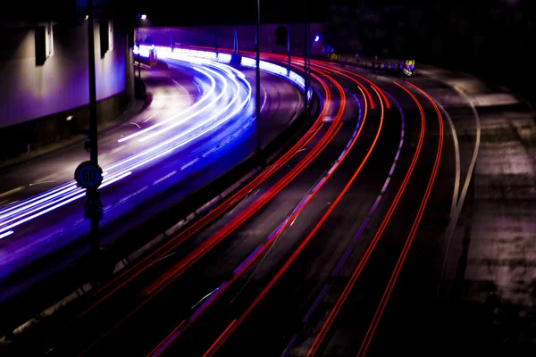 夜時間のトラフィック ライト、抽象 — ストック写真