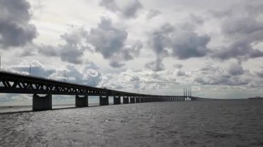 Deniz, İsveç ' te Mimarlık peyzaj üzerinde köprü Öresund Köprüsü, oresunds bron, gün batımı