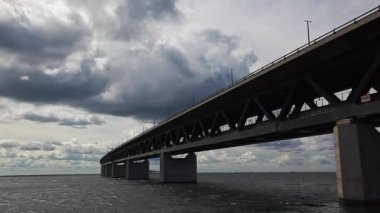 Deniz, İsveç ' te Mimarlık peyzaj üzerinde köprü Öresund Köprüsü, oresunds bron, gün batımı