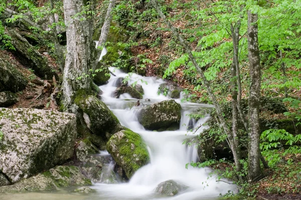 Soft little peaceful waterfall — Stock Photo, Image