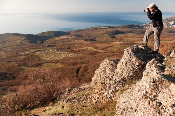 Fotógrafo en la cima del mundo — Foto de Stock