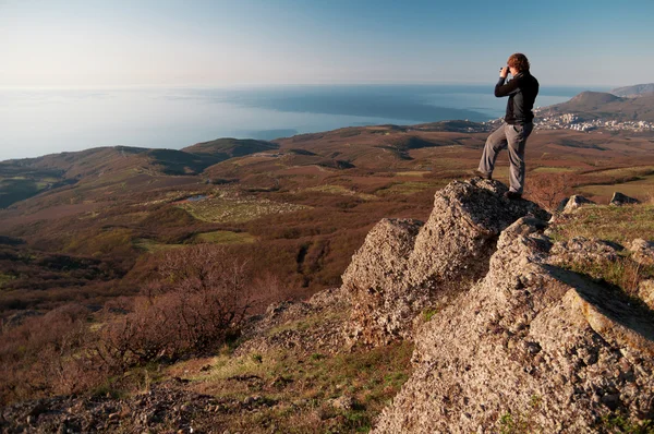 Fotógrafo en la cima del mundo — Foto de Stock