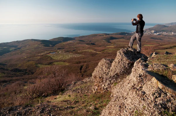 Fotógrafo en la cima del mundo — Foto de Stock