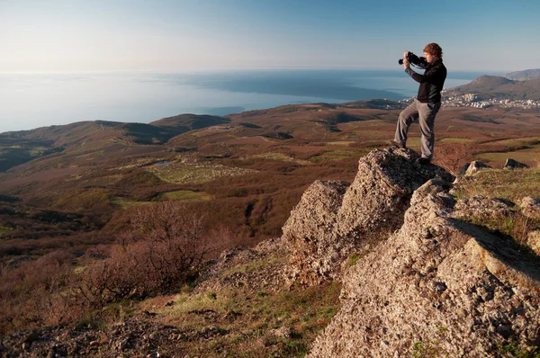 Fotógrafo en la cima del mundo — Foto de Stock