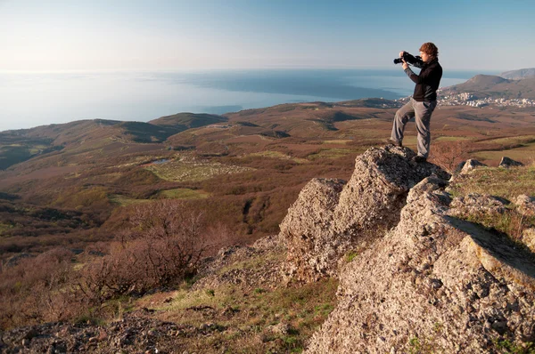 Fotógrafo en la cima del mundo — Foto de Stock