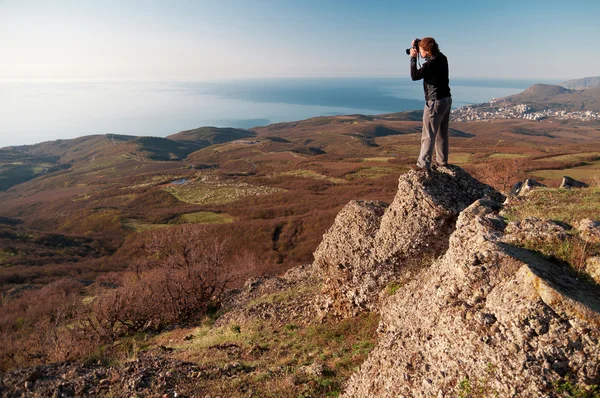 Fotografo in cima al mondo — Foto Stock