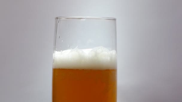 Κρασί ή μπύρα μεταγγίζεται σε γυαλί. — Αρχείο Βίντεο