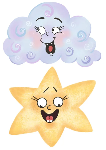 Laughing Cute Cloud Shiny Star — Stockfoto