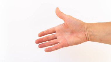 İzole edilmiş sağ el hareketi uzan ve yardım et.
