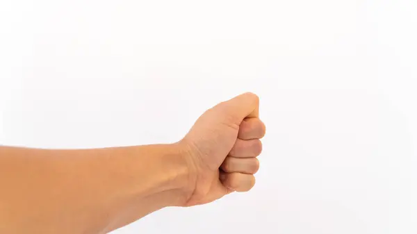Кулак Левой Руки Белом Фоне Изолирован — стоковое фото