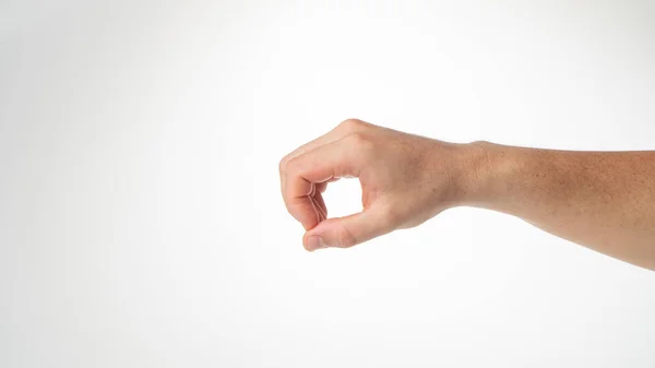 Männliche Gestenfinger Die Einem Ring Geballt Sind Der Einen Zylinder — Stockfoto