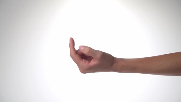Kobiecy Gest Ręki Przywołać Palec Siebie Jak Hak Wysokiej Jakości — Wideo stockowe