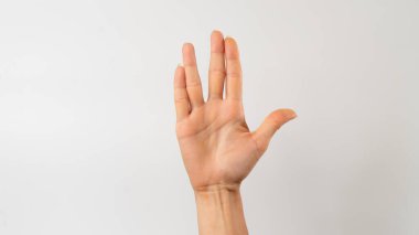 sign language of the deaf and dumb, phrase - vulcan salute, life long and prosper. High quality photo