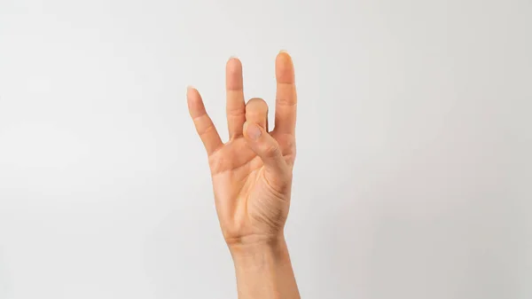 Sign Language Deaf Dumb People Number Digit Eight High Quality — Fotografia de Stock