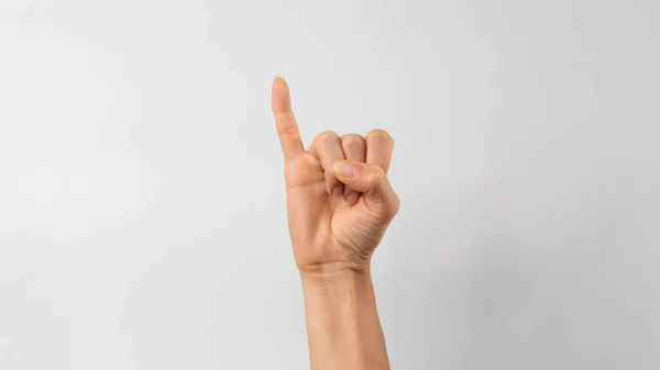 stock image Sign language of the deaf and dumb people, English letter i. High quality photo