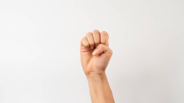 Sign language of the deaf and dumb people, English letter e, fist