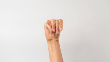 Sign language of the deaf and dumb people, English letter m. High quality photo