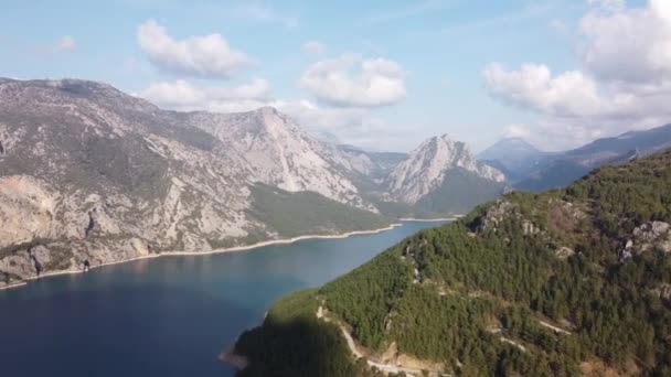 Canyon Avec Rivière Montagne Avec Montagnes Forêt Photographie Aérienne Avec — Video