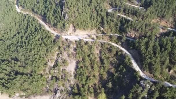 Jalan Pegunungan Melalui Hutan Dan Laut Serpentine Pegunungan Menghadap Ngarai — Stok Video