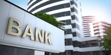 Bank, exterior view, 3D illustration