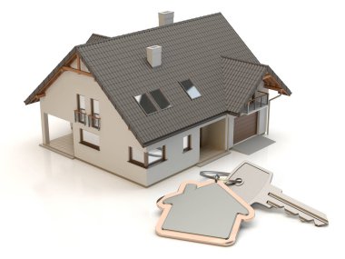 Anahtar ve ev, 3d çizim