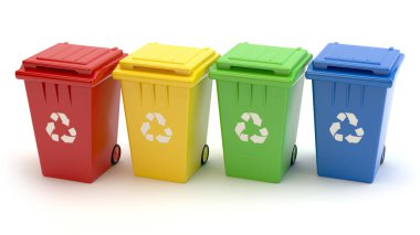 Recycle bins, 3D illustration, 3D illustration