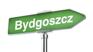 Bydgoszcz yazısıyla yol işareti, 3 boyutlu illüstrasyon