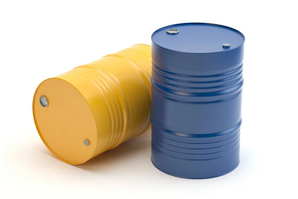 Steel Barrel Yellow Blue Illustration — Foto de Stock