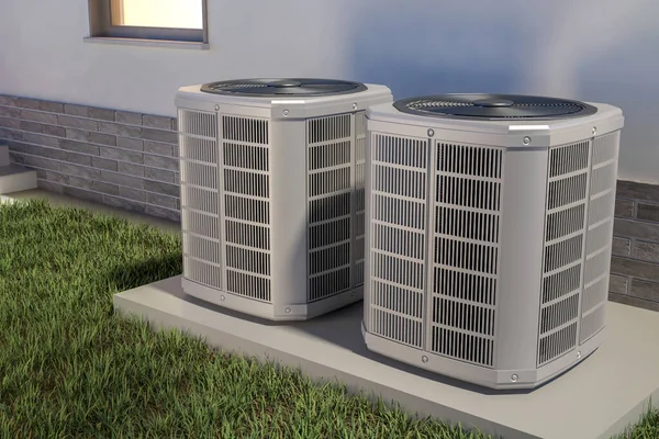 Air Heat Pumps House Illustration — Stockfoto