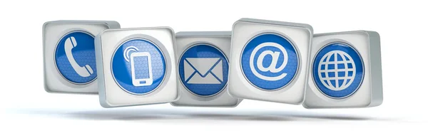 Blue Contact Icons Illustration Stock Photo