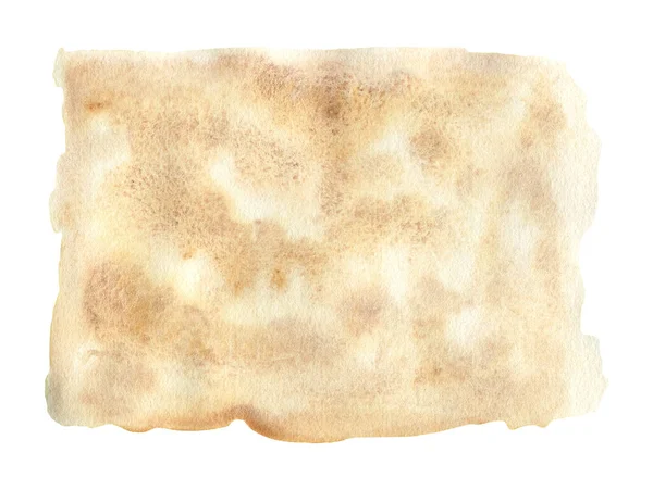 Watercolor Beige Texture Hand Painted Brown Brush Smear Isolated White — Stockfoto