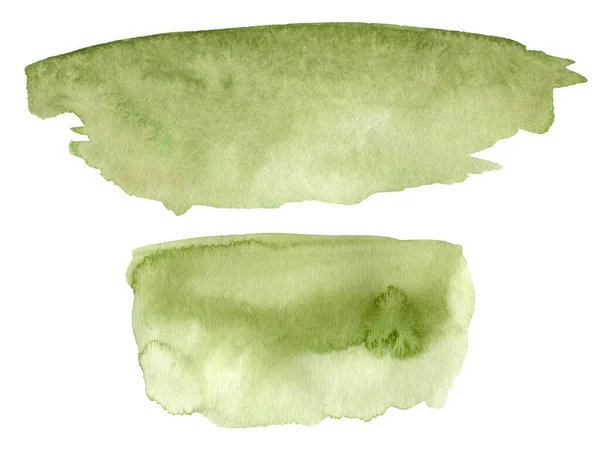 Watercolor Green Texture Hand Painted Brush Smear Isolated White Summer — Stock Fotó