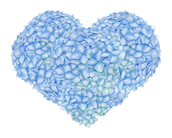Watercolor Blue Floral Heart Hand Painted Romantic Floral Arrangement Hydrangea — Stok fotoğraf