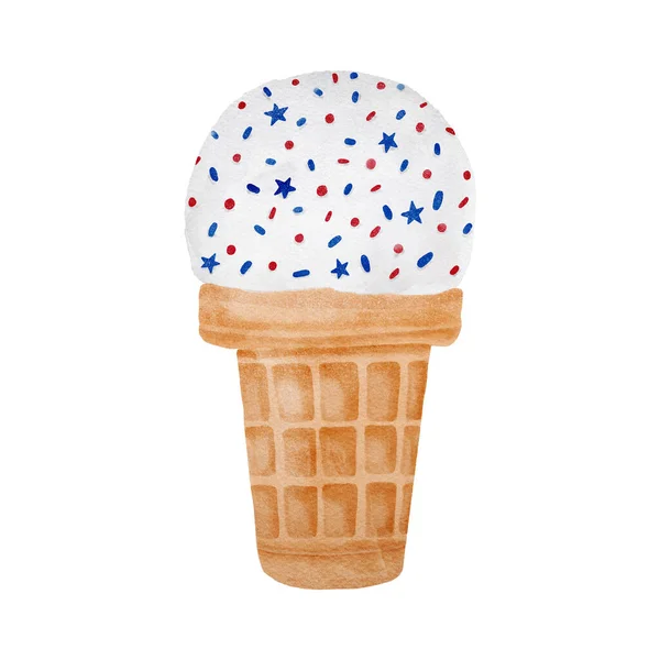 Watercolor American Independence Day Ice Cream Illustration Hand Painted Milk — Foto de Stock