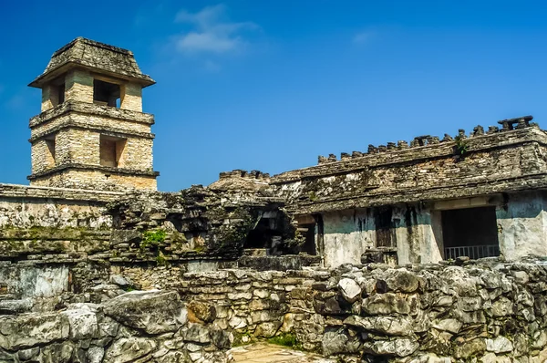 Rozhledna v starověké město palenque — Stock fotografie