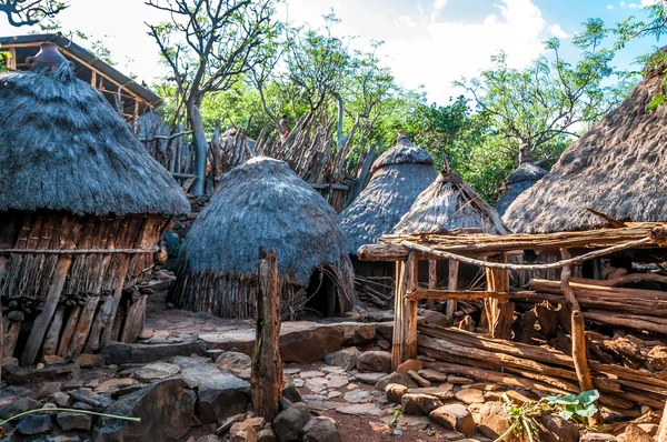 Houses of tribe Konso — Stock Photo, Image