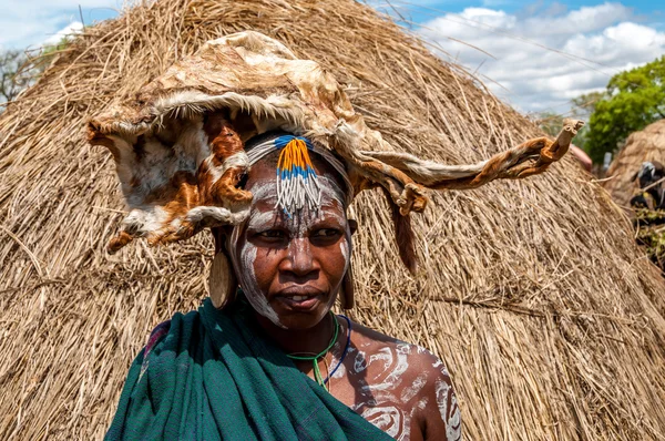 OMO Vadisi insanlar - mursi kabilesi — Stok fotoğraf