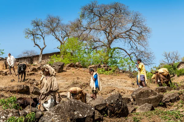 Lidé z povodí Modrého Nilu jdou na trh . — Stock fotografie