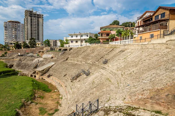 Ruínas do Anfiteatro de Durres . — Fotografia de Stock