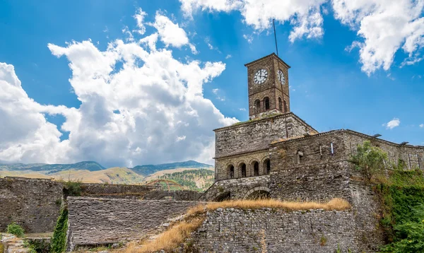 Clock tower of citadel in Gjirokaster — Stock Photo, Image
