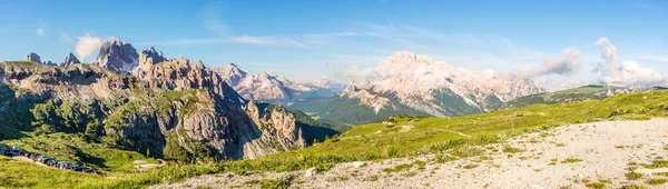 Panoramic View Mountains Road Tre Cime Lavaredo Italian Dolomites — Stock Photo, Image