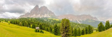 İtalya 'nın Güney Tyrol Dolomitlerindeki Erbe Geçidi' nden (Passo delle Erbe) panoramik görünüm
