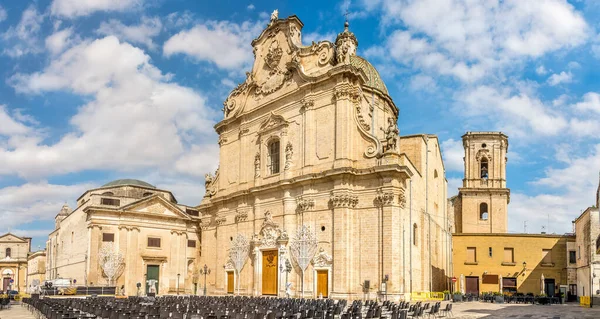 Uitzicht Kathedraal Van Heilige Rozenkrans Straten Van Francavilla Fontana Italië — Stockfoto