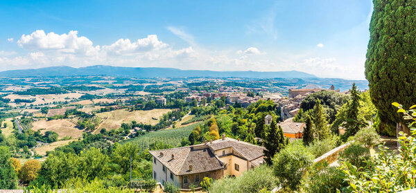 Panoramic view to Countryside near Todi town in Italy